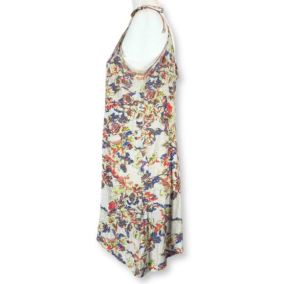 Hurley Y2K Surfer Asymmetric Floral Print Tie Strap Pocket Slip Mini Dress Sz M - Picture 4 of 8